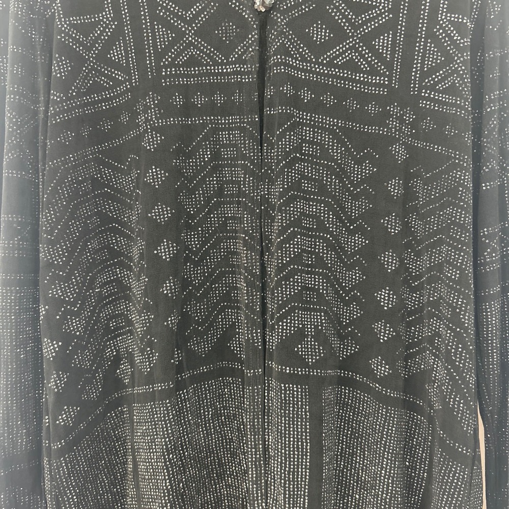 Rabbit Rabbit Rabbit Designs Black Silver Geometric Glitter Cardigan Top - Picture 3 of 5